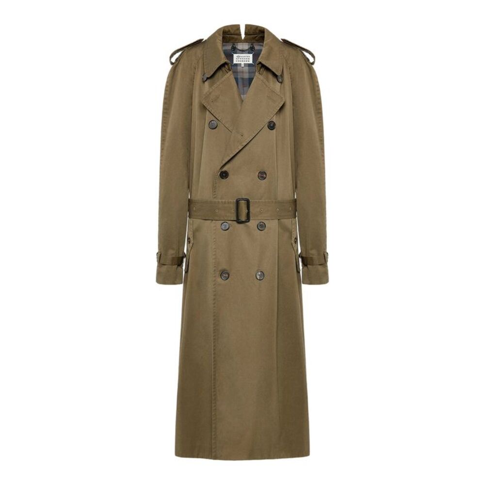 Maison Margiela Women Long Double-Breasted Cotton Trench Coat